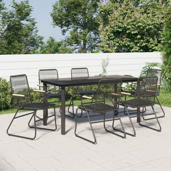 Gossi set mobilier de gradina, 7 piese, negru, ratan pvc