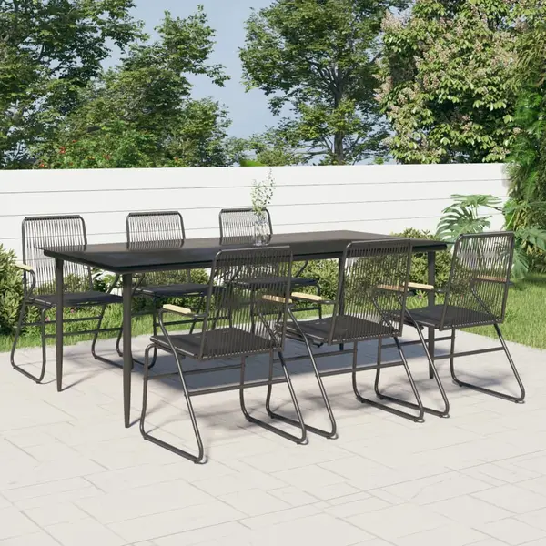 Gossi set mobilier de gradina, 7 piese, negru, ratan pvc