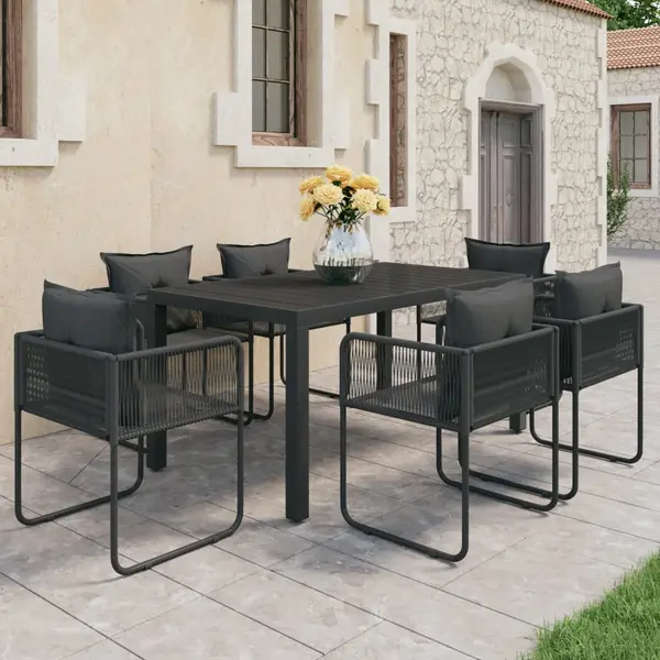 Gossi set mobilier de gradina, 7 piese, negru, ratan pvc