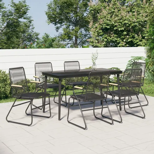 Gossi set mobilier de gradina, 7 piese, negru, ratan pvc