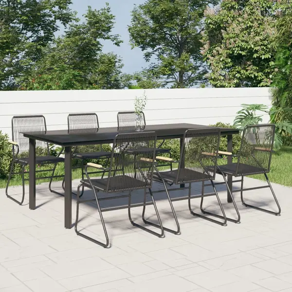 Gossi set mobilier de gradina, 7 piese, negru, ratan pvc