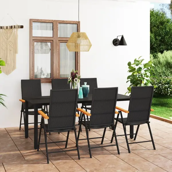 Gossi set mobilier de gradina, 7 piese, negru si maro