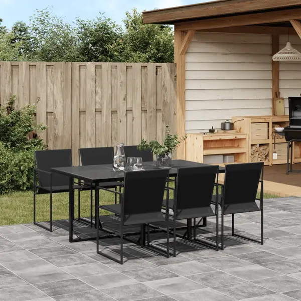 Gossi set mobilier de gradina, 7 piese, negru, textilena