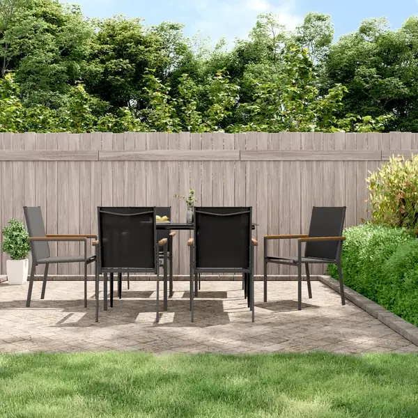 Gossi set mobilier de gradina, 7 piese, negru, textilena si otel
