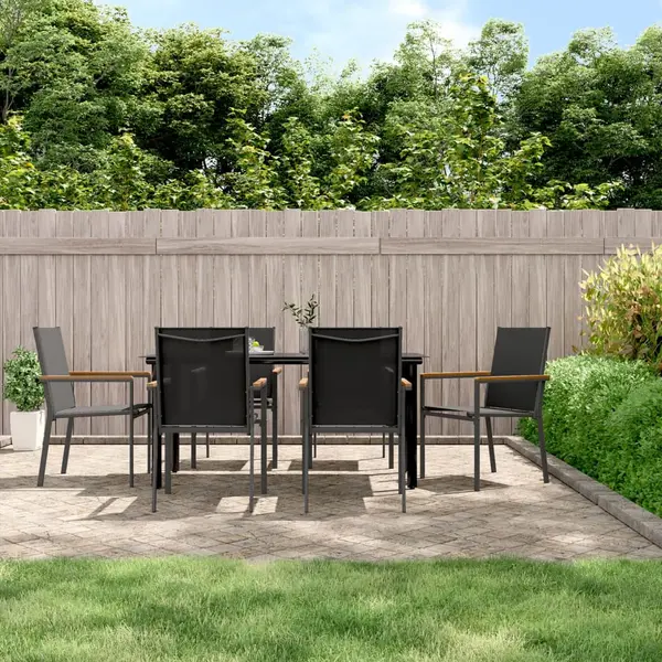 Gossi set mobilier de gradina, 7 piese, negru, textilena si otel
