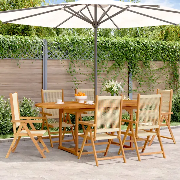 Gossi set mobilier de gradina 7 piese polipropilena bej/lemn masiv