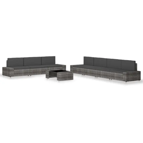 Gossi set mobilier de gradina, 8 piese, gri, poliratan