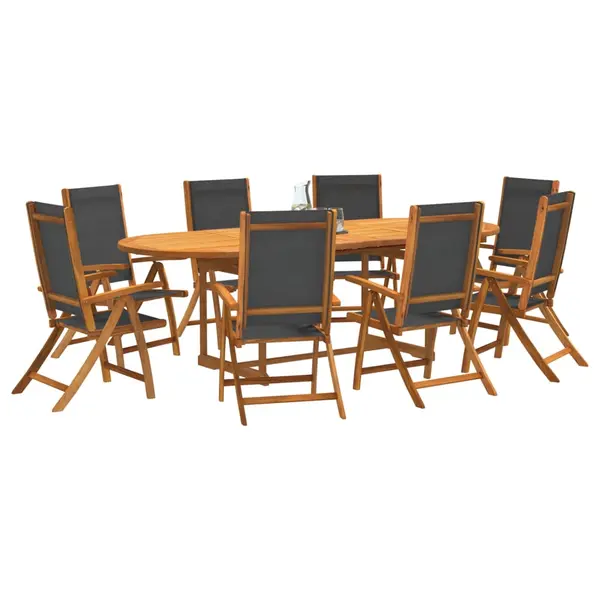 Gossi set mobilier de gradina, 9 piese, lemn masiv acacia/textilena