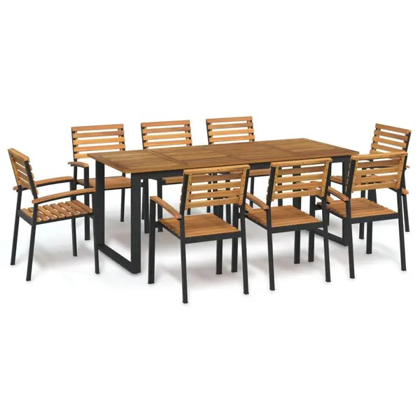 Gossi set mobilier de gradina, 9 piese, lemn masiv de acacia si metal
