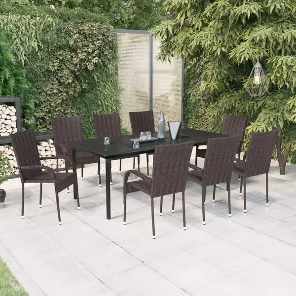 Gossi set mobilier de gradina, 9 piese, maro si negru