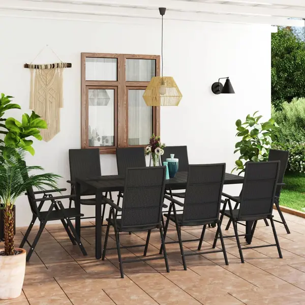 Gossi set mobilier de gradina, 9 piese, negru