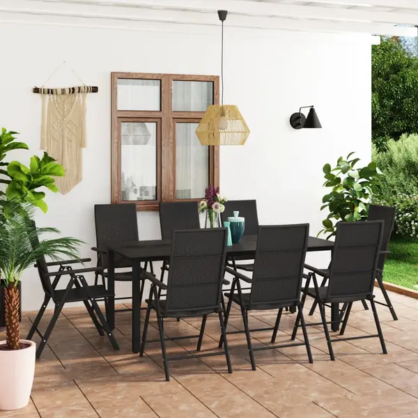 Gossi set mobilier de gradina, 9 piese, negru
