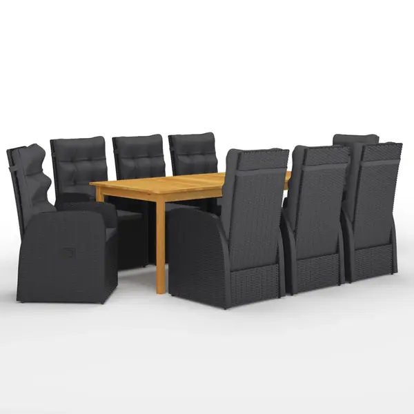 Gossi set mobilier de gradina, 9 piese, negru