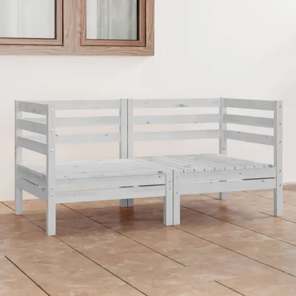 Gossi set mobilier de gradina cu 2 locuri, alb, lemn masiv de pin