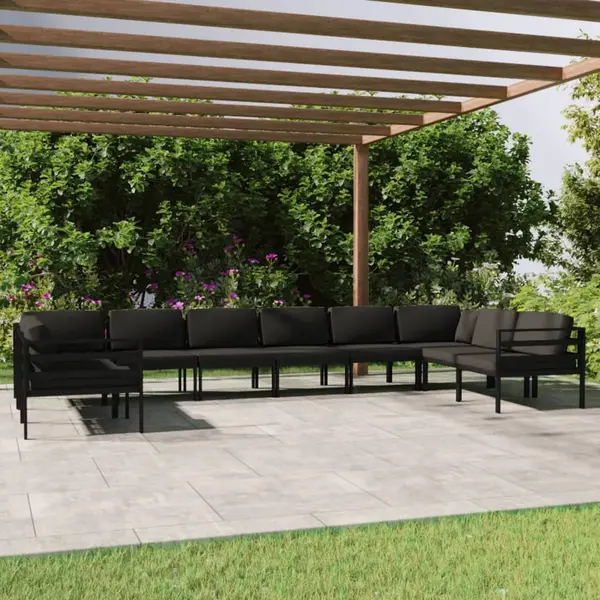 Gossi set mobilier de gradina cu perne, 10 piese, antracit, aluminiu