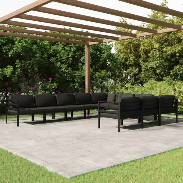 Gossi set mobilier de gradina cu perne, 10 piese, antracit, aluminiu