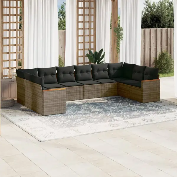 Gossi set mobilier de gradina cu perne, 10 piese, gri, poliratan