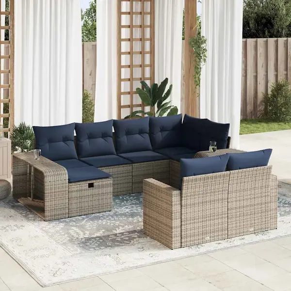 Gossi set mobilier de gradina cu perne, 10 piese, gri, poliratan