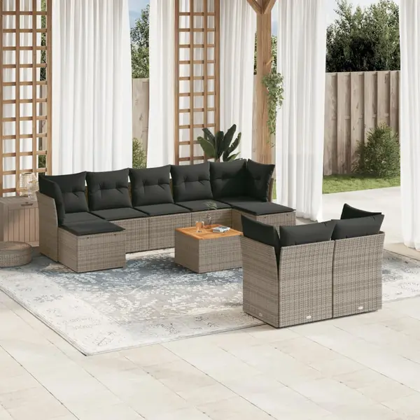 Gossi set mobilier de gradina cu perne, 10 piese, gri, poliratan