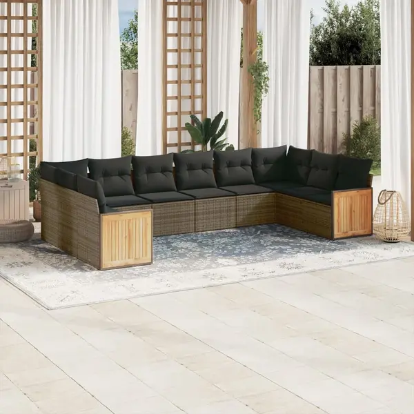 Gossi set mobilier de gradina cu perne, 10 piese, gri, poliratan