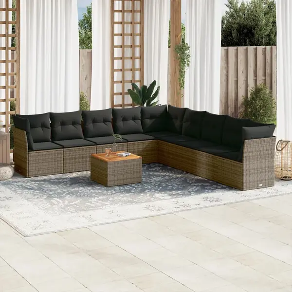 Gossi set mobilier de gradina cu perne, 10 piese, gri, poliratan
