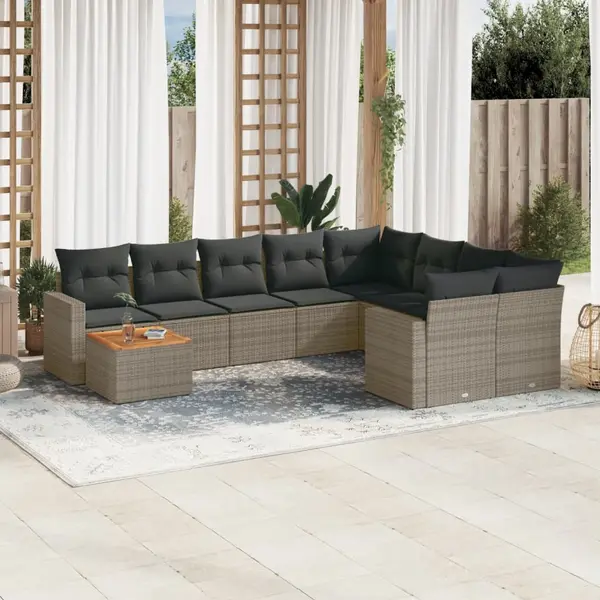 Gossi set mobilier de gradina cu perne, 10 piese, gri, poliratan