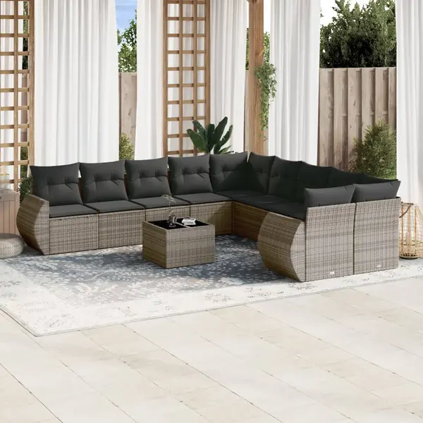 Gossi set mobilier de gradina cu perne, 10 piese, gri, poliratan
