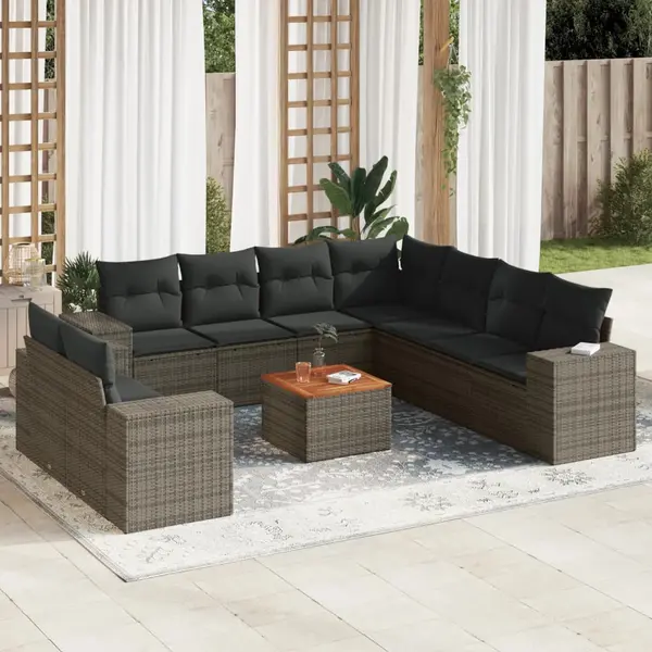 Gossi set mobilier de gradina cu perne, 10 piese, gri, poliratan