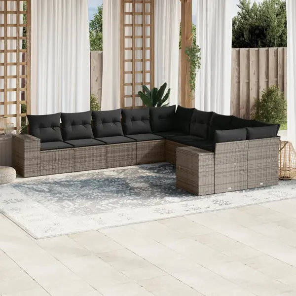 Gossi set mobilier de gradina cu perne, 10 piese, gri, poliratan