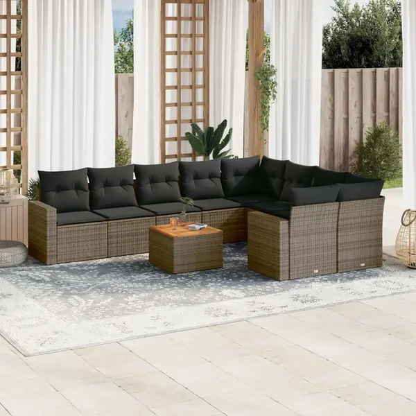 Gossi set mobilier de gradina cu perne, 10 piese, gri, poliratan
