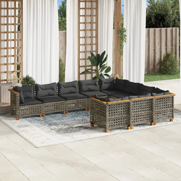 Gossi set mobilier de gradina cu perne, 10 piese, gri, poliratan