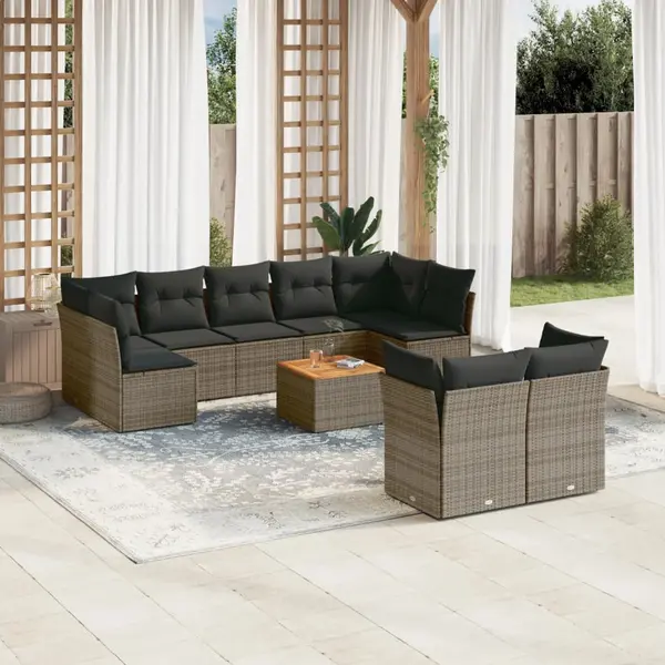 Gossi set mobilier de gradina cu perne, 10 piese, gri, poliratan