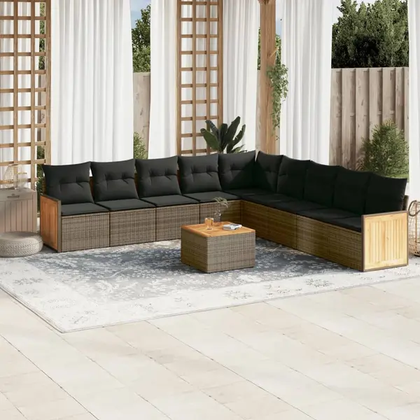 Gossi set mobilier de gradina cu perne, 10 piese, gri, poliratan