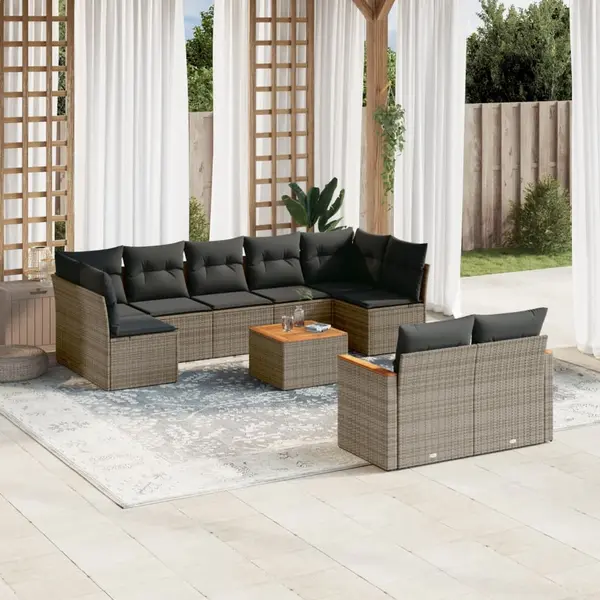 Gossi set mobilier de gradina cu perne, 10 piese, gri, poliratan
