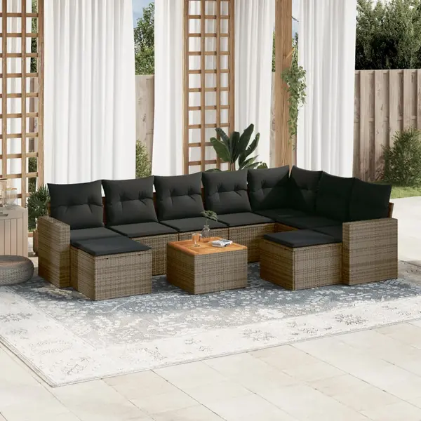 Gossi set mobilier de gradina cu perne, 10 piese, gri, poliratan