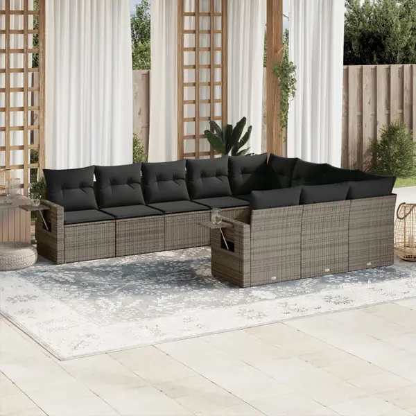 Gossi set mobilier de gradina cu perne, 10 piese, gri, poliratan