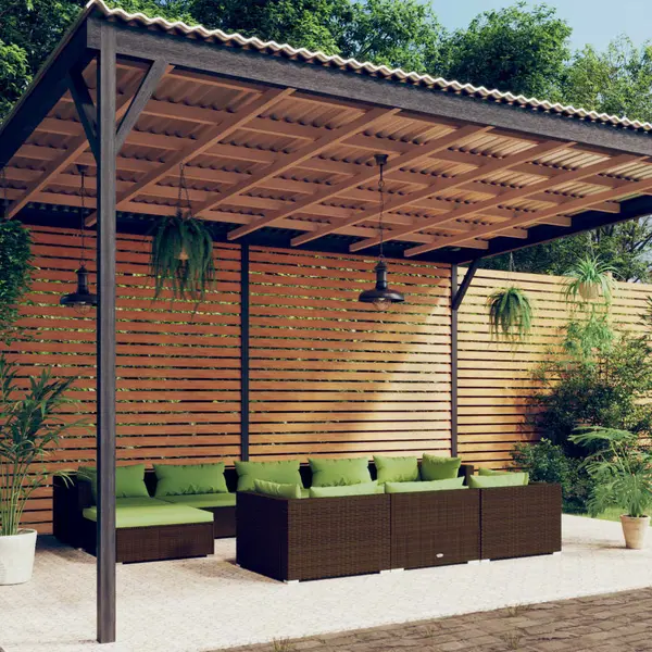 Gossi set mobilier de gradina cu perne, 10 piese, maro, poliratan