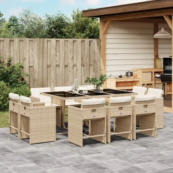 Gossi set mobilier de gradina cu perne, 11 piese, bej, poliratan