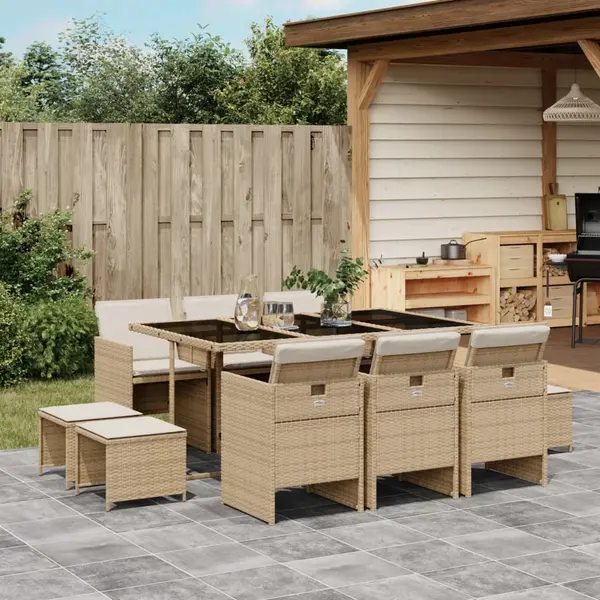 Gossi set mobilier de gradina cu perne, 11 piese, bej, poliratan