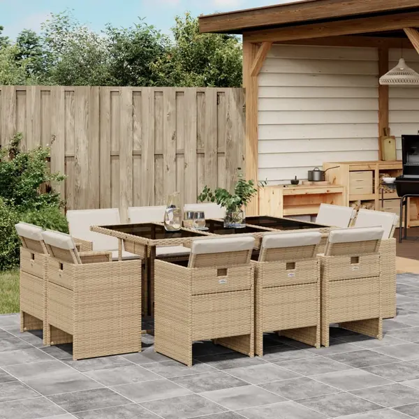 Gossi set mobilier de gradina cu perne, 11 piese, bej, poliratan