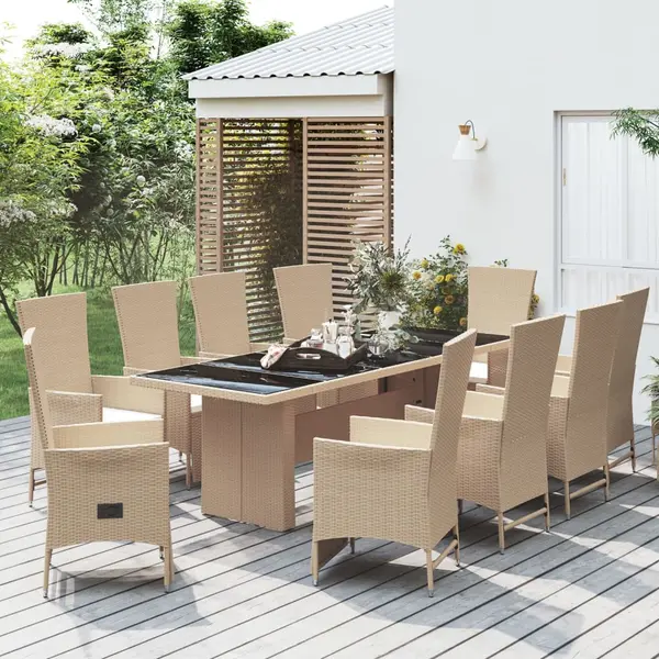 Gossi set mobilier de gradina cu perne, 11 piese, bej, poliratan