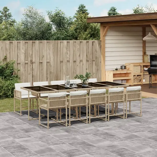 Gossi set mobilier de gradina cu perne, 11 piese, bej, poliratan