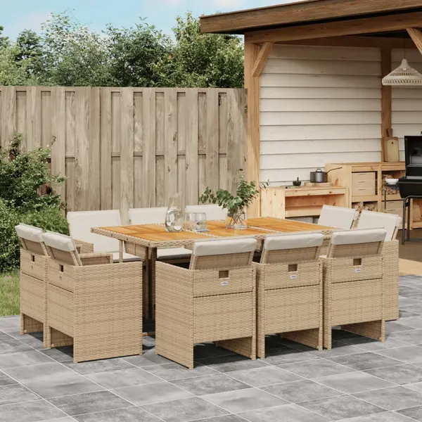 Gossi set mobilier de gradina cu perne, 11 piese, bej, poliratan