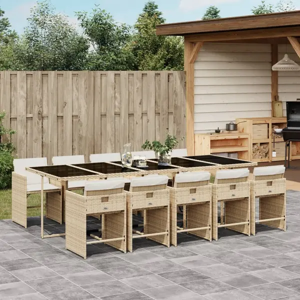 Gossi set mobilier de gradina cu perne, 11 piese, bej, poliratan