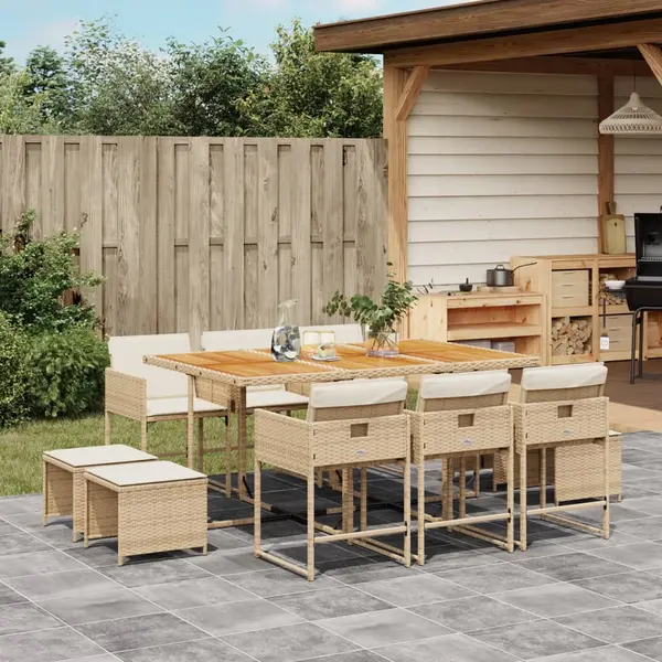 Gossi set mobilier de gradina cu perne, 11 piese, bej, poliratan