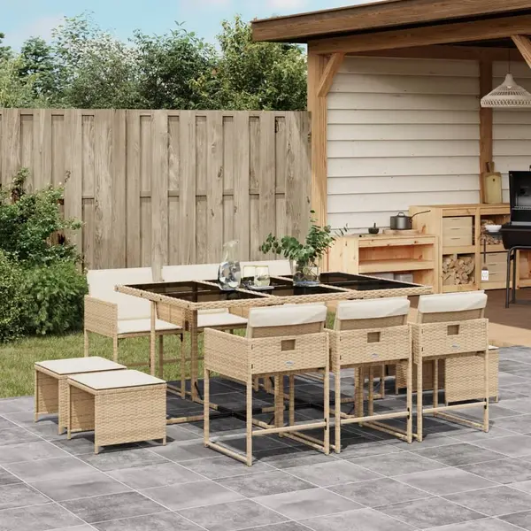Gossi set mobilier de gradina cu perne, 11 piese, bej, poliratan