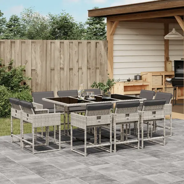 Gossi set mobilier de gradina cu perne 11 piese gri deschis poliratan