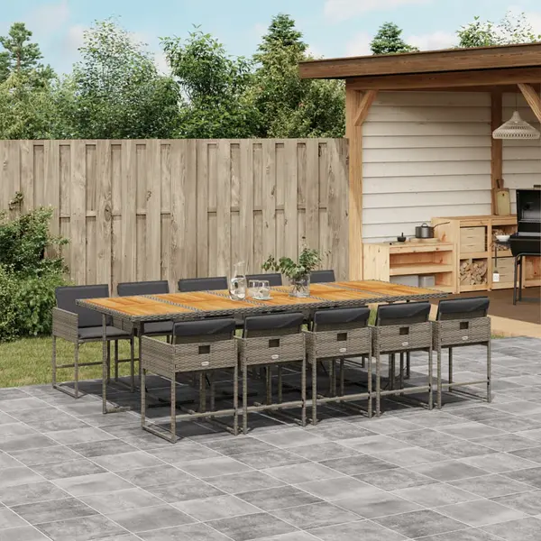 Gossi set mobilier de gradina cu perne, 11 piese, gri, poliratan