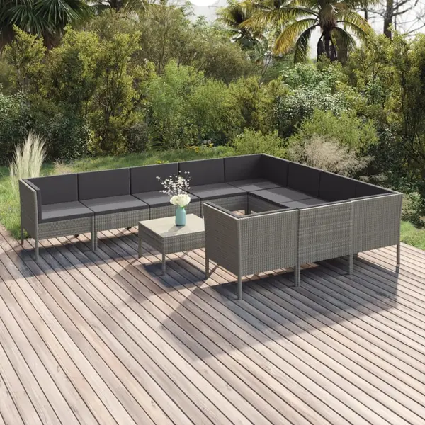 Gossi set mobilier de gradina cu perne, 11 piese, gri, poliratan