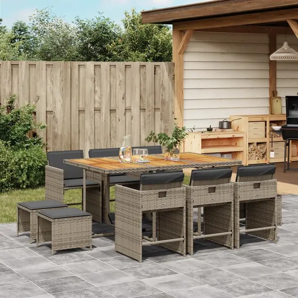 Gossi set mobilier de gradina cu perne, 11 piese, gri, poliratan